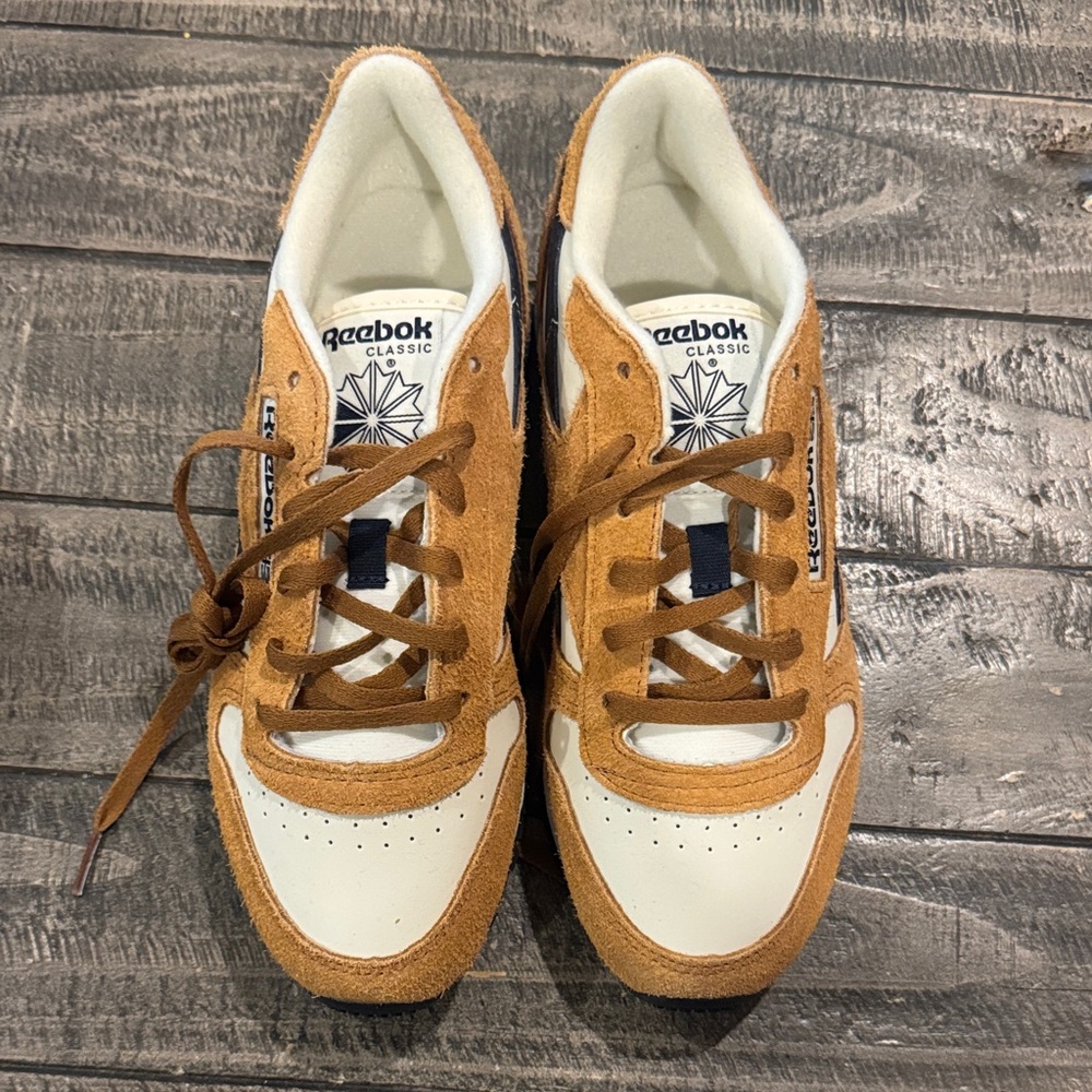 Reebok Classic Tan and White Sneakers